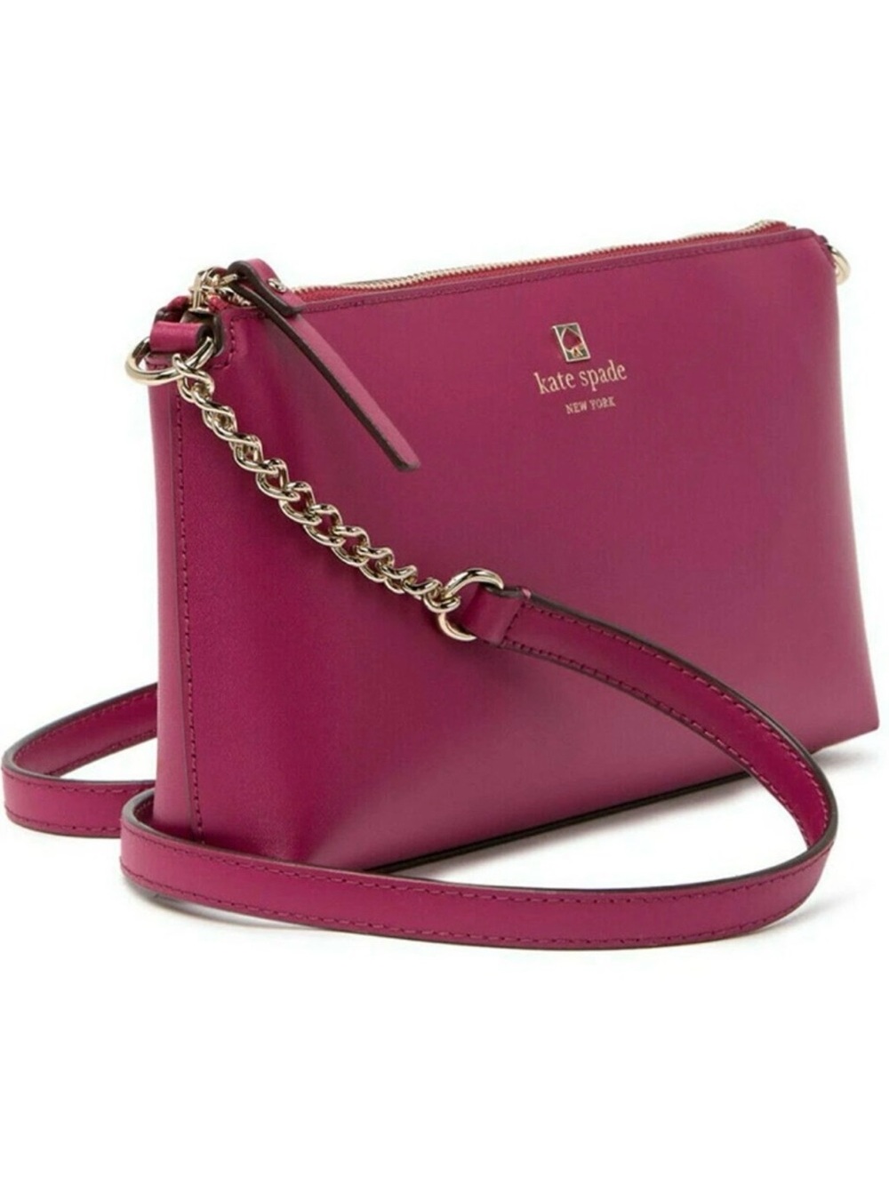 kate spade Magenta Leather Chain-Accent Crossbody